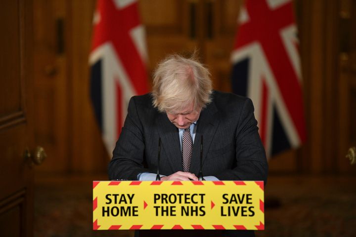 Boris Johnson during a Covid-19 press conference.
