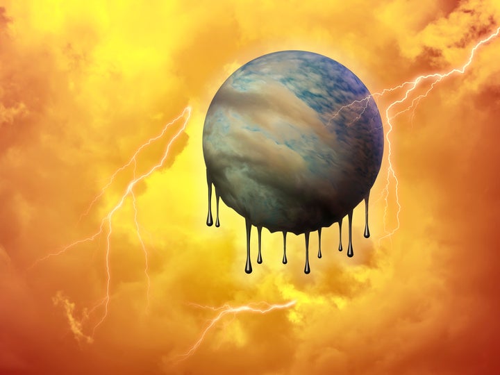 Simulation of the end of planet earth due to climate change and pollution.