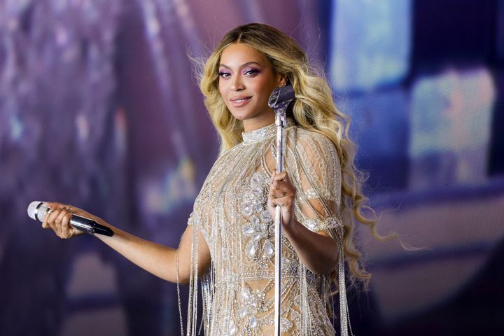 Beyoncé performing on the Renaissance World Tour over the summer