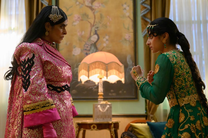 Nimra Bucha as Raheela (left) and Priya Kansara as Ria Khan in "Polite Society."