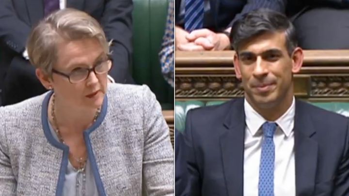 Rishi Sunak can only watch as Yvette Cooper tears into his government.