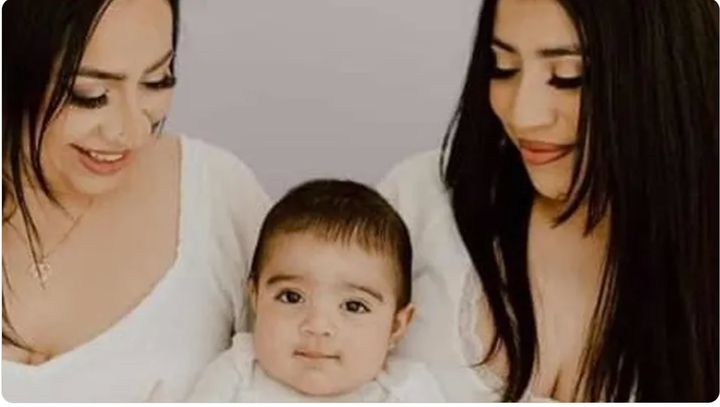 A photo shared by the De La Cruz family on GoFundMe shows Karina Lopez (left) and Vanessa De La Cruz holding Logan.