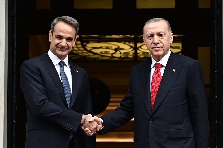 Συνάντηση του Πρωθυπουργού Κυριάκου Μητσοτάκη με τον Πρόεδρο της Δημοκρατίας της Τουρκίας Recep Tayyip Erdogan, Πέμπτη 7 Δεκεμβρίου 2023. (ΜΙΧΑΛΗΣ ΚΑΡΑΓΙΑΝΝΗΣ/EUROKINISSI)
