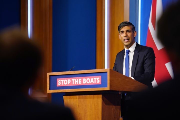 Rishi Sunak during his press conference in Downing Street.
