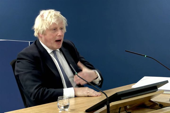 Boris Johnson giving evidence at the UK Covid-19 inquiry.