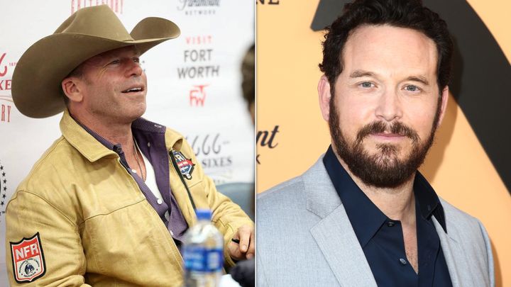 Bosque Ranch, a company owned by "Yellowstone" showrunner Taylor Sheridan (left), has filed a trademark lawsuit against Free Rein Coffee, a company launched by "Yellowstone" actor Cole Hauser (right).