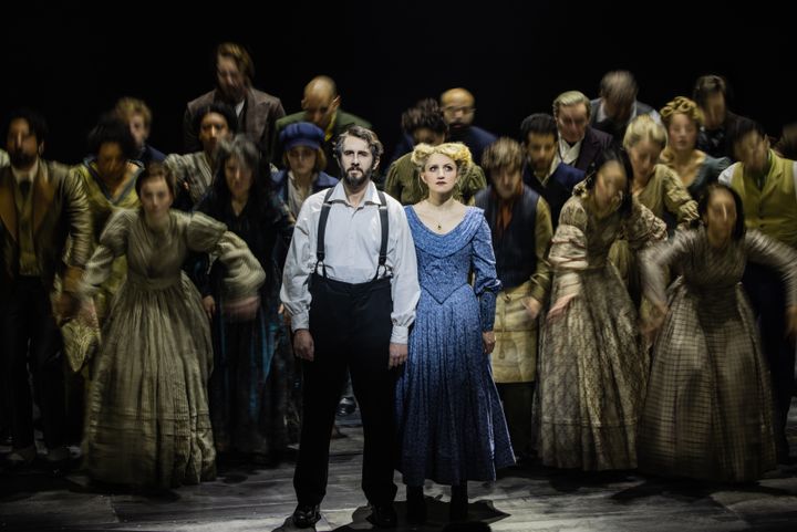 (Left to Right) Josh Groban and Annaleigh Ashford with the ensemble of "Sweeney Todd: The Demon Barber of Fleet Street"