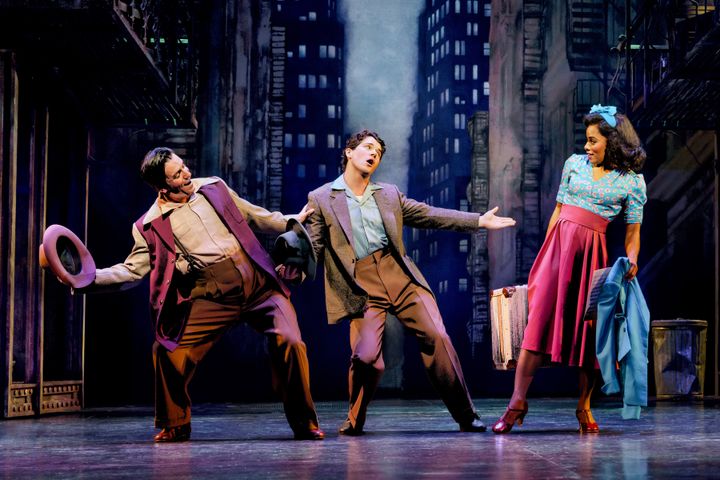 (Left to Right) Clyde Alves, Colton Ryan and Anna Uzele in "New York, New York"