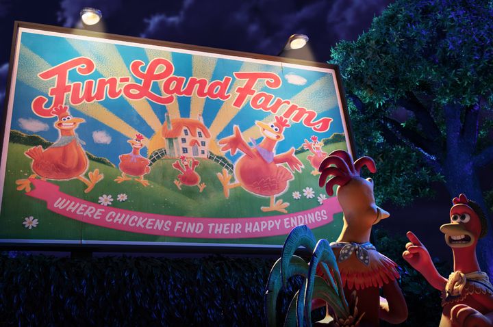 Rocky (Zachary Levi) and Ginger (Thandiwe Newton) in Chicken Run: Dawn of the Nugget