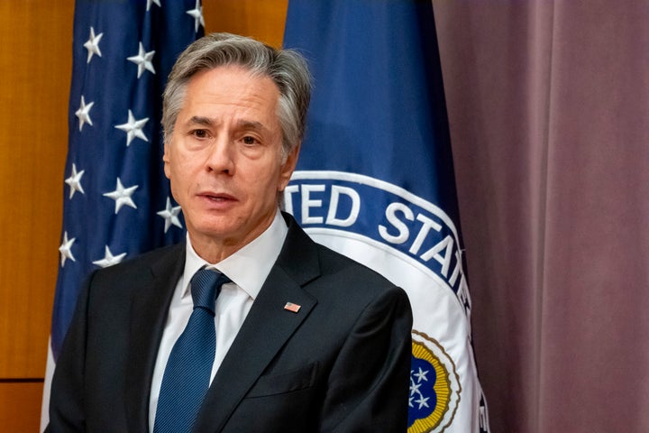 Secretary of State Antony Blinken speaks during an Anti-Corruption Champion Awards Ceremony at the State Department, Thursday, Dec. 7, 2023, in Washington.