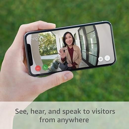 The Ring video doorbell app showing someone at the front door.