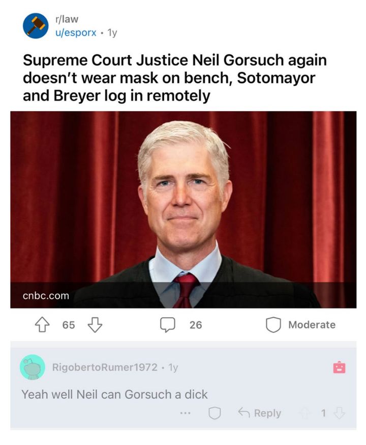 A screenshot of a Reddit post removed from r/law.