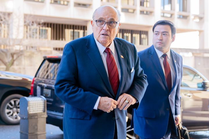 Former Mayor of New York Rudy Giuliani arrives at the federal courthouse in Washington, on Dec. 11, 2023. The trial will determine how much Giuliani will have to pay two Georgia election workers who he falsely accused of fraud while pushing President Donald Trump's baseless claims after he lost the 2020 election.