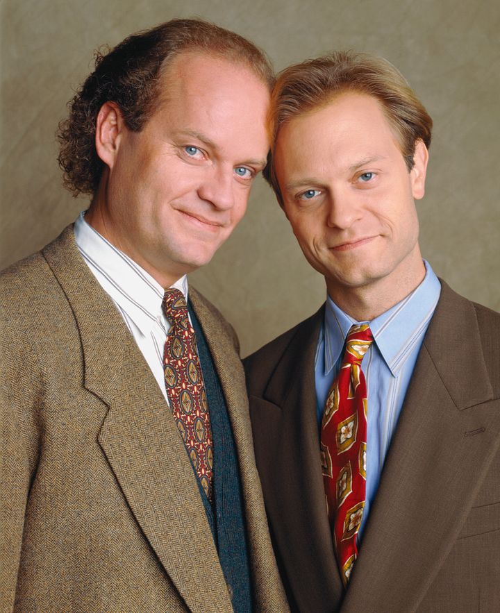 Kelsey Grammer and David Hyde Pierce in character as Frasier and Niles