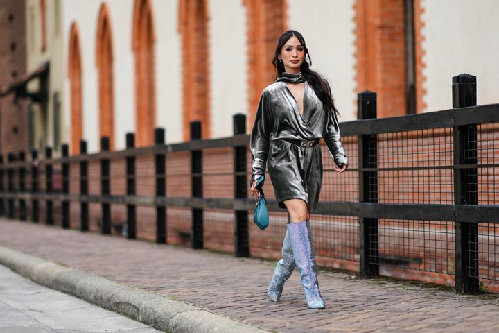 Heart Evangelista wears metallics at Milan Fashion Week on Sept. 20, 2023.
