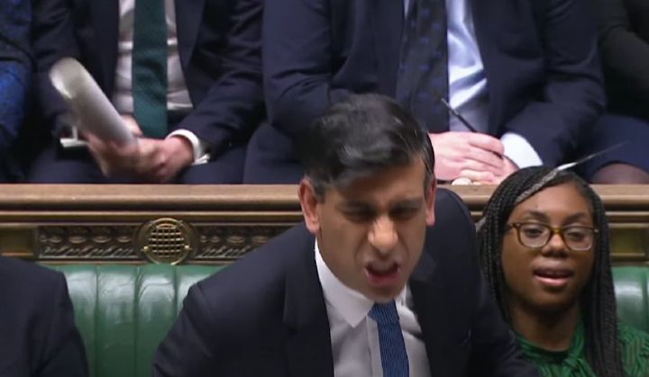 A screengrab of Rishi Sunak angrily answering the question has gone viral.