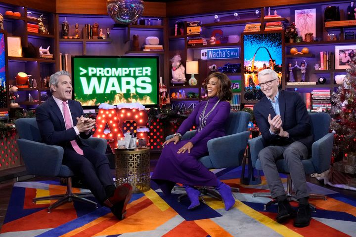 From left: Andy Cohen, Gayle King and Anderson Cooper on the Dec. 12 installment of Bravo's "Watch What Happens Live."