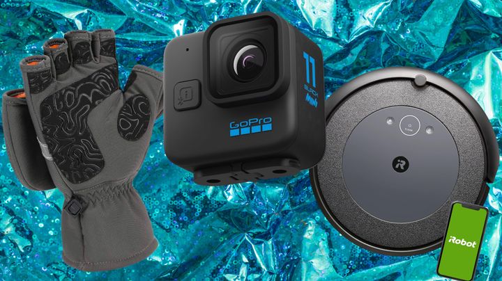 Convertible mittens, a GoPro and a Roomba robot vacuum.