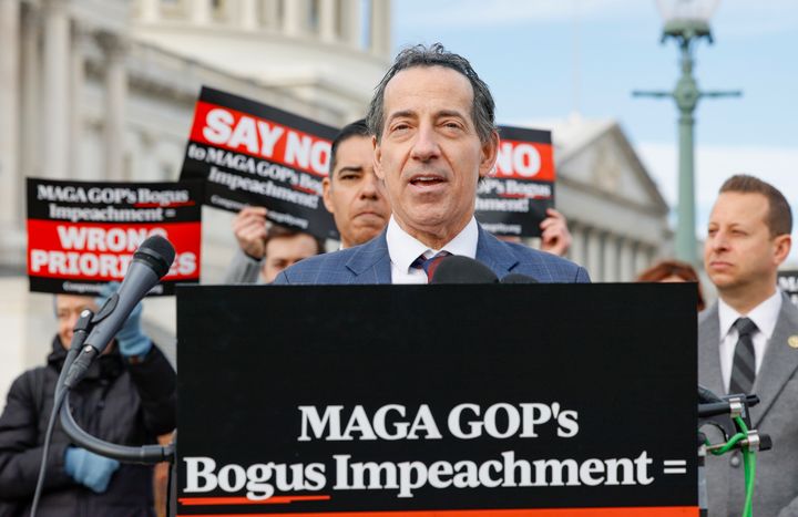 Rep. Jamie Raskin speaks during a press conference held to address MAGA Republicans decision to prioritize the impeachment of President Joe Biden over other domestic issues in the United States. 