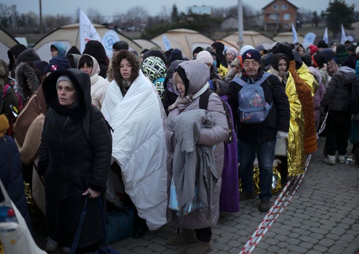 Πρόσφυγες από την Ουκρανία στο συνοριακό πέρασμα για την Πολωνία (7/3/2022)