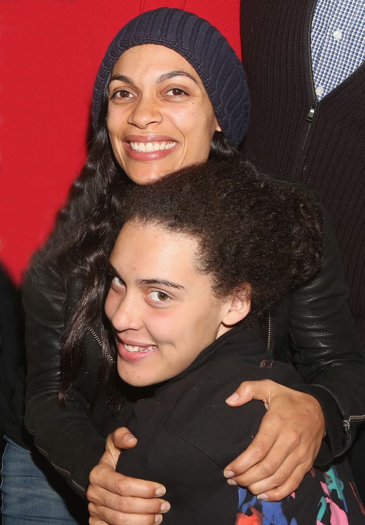 Rosario Dawson and daughter Isabella backstage at "Dear Evan Hansen" in 2019.