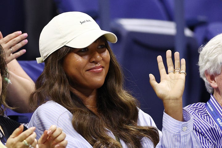 Naomi Osaka watches a U.S. Open women's singles semifinal match on Sept. 7 in New York City.