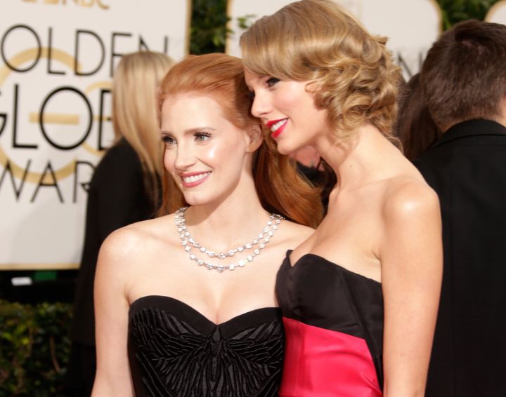 Chastain and Swift at the 2014 Golden Globe Awards in Los Angeles.