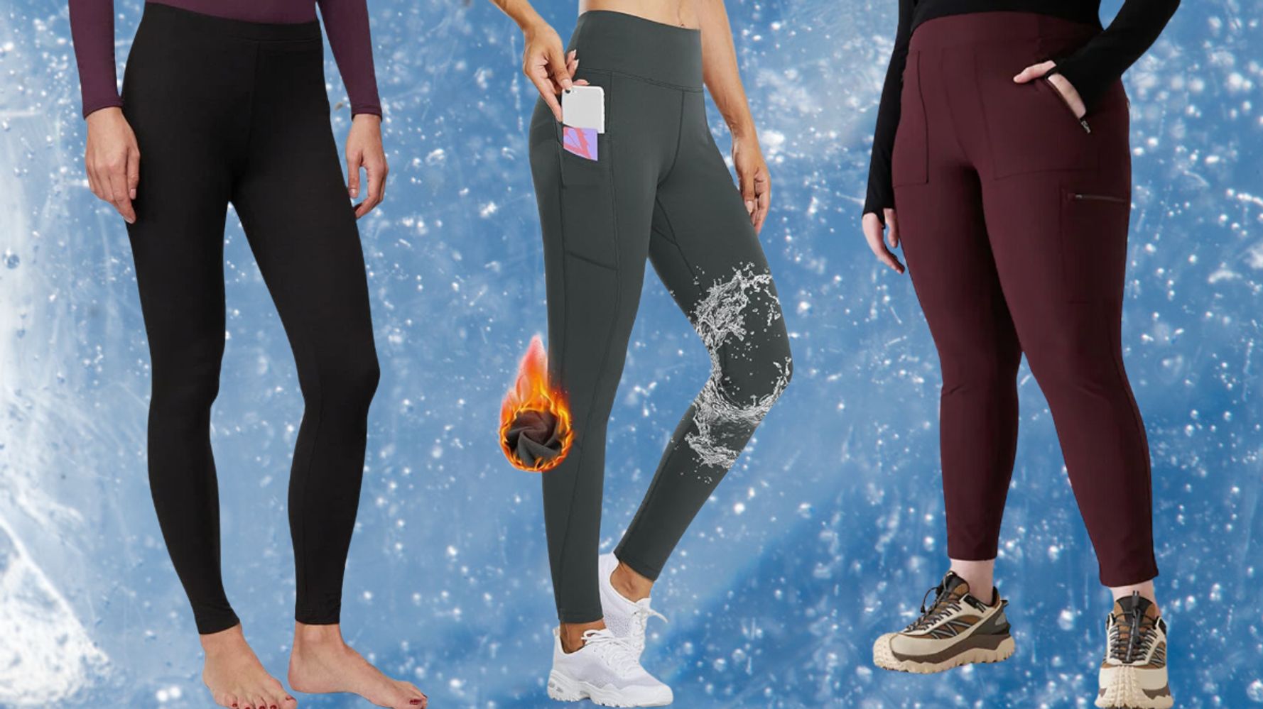  Womens Fleece Lined Leggings Ultra Soft Winter Warm Thermal  Thick Yoga Pants Inner Pocket 25 Black XL