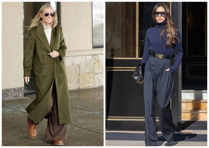 "Quiet luxury" is about timeless high-quality pieces, as seen here on Gwyneth Paltrow and Victoria Beckham.