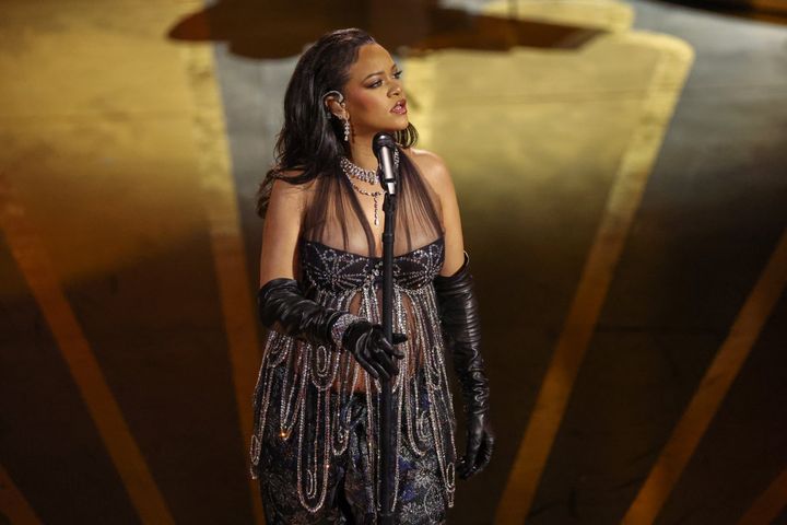Rihanna performing at the Oscars earlier this year