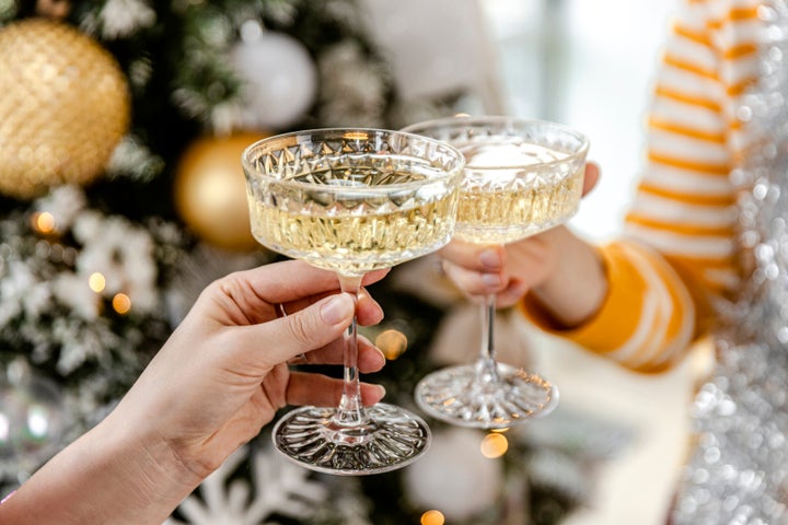 Women having New Year dinner party