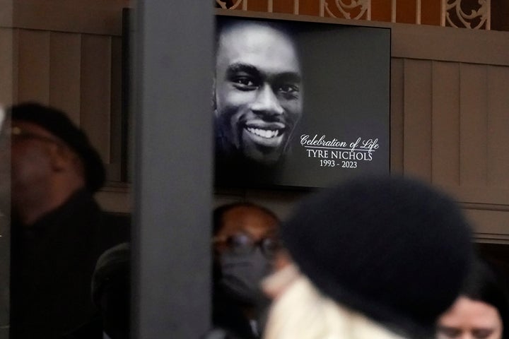 Mourners leave after the funeral service for Nichols at Mississippi Boulevard Christian Church, Feb. 1, 2023, in Memphis.