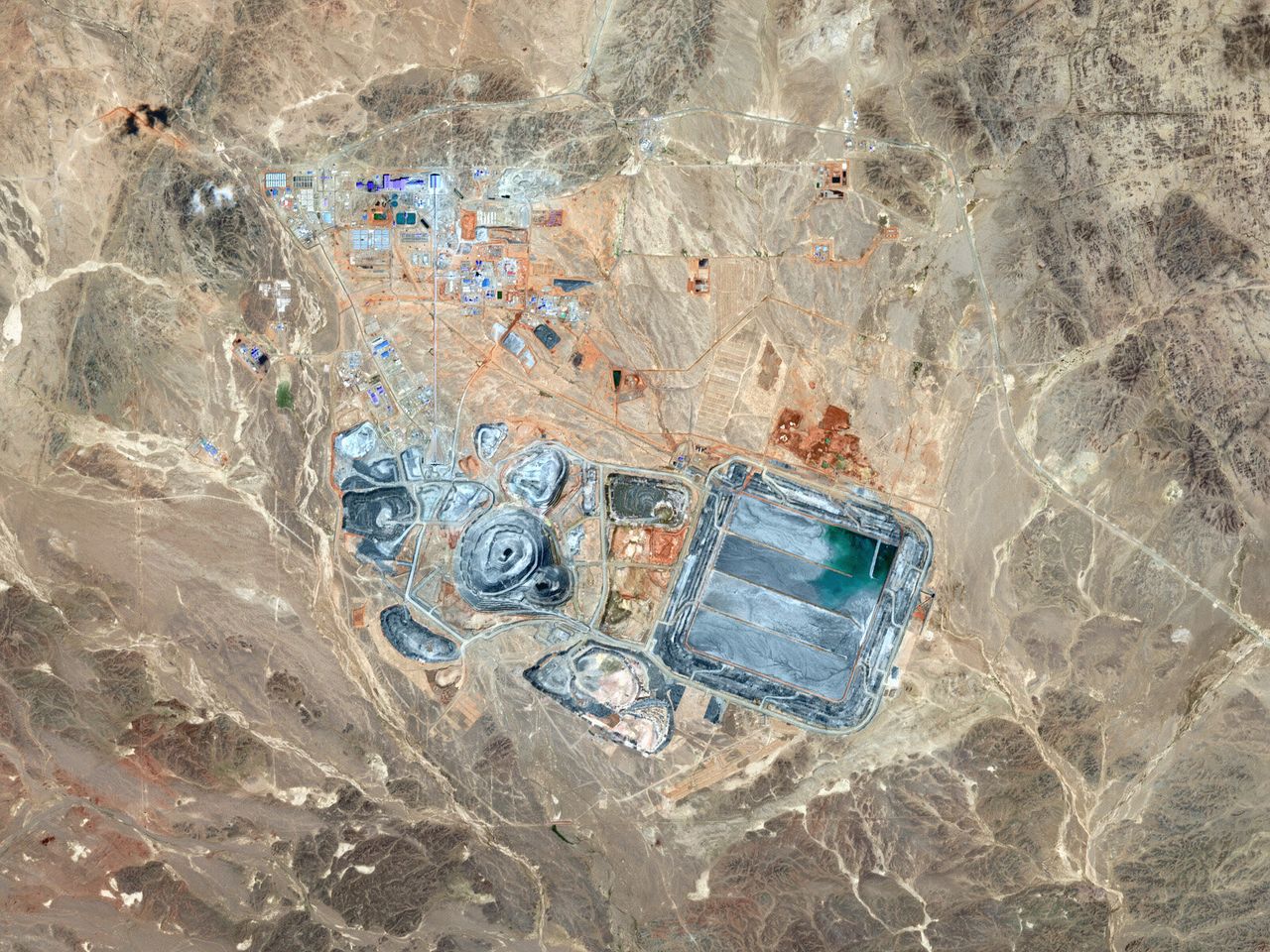 The Oyu Tolgoi mine seen from space.
