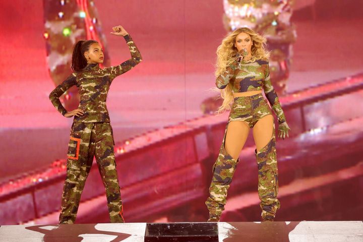 Blue Ivy Carter and Beyoncé perform Aug. 11 during the Renaissance world tour at Mercedes-Benz Stadium in Atlanta.
