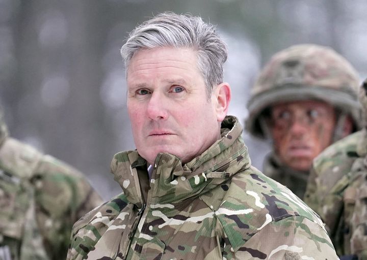 Keir Starmer during his visit to meet British troops at Tapa forward operating Nato base, near the Russian border in Estonia. (Photo by Stefan Rousseau/PA Images via Getty Images)