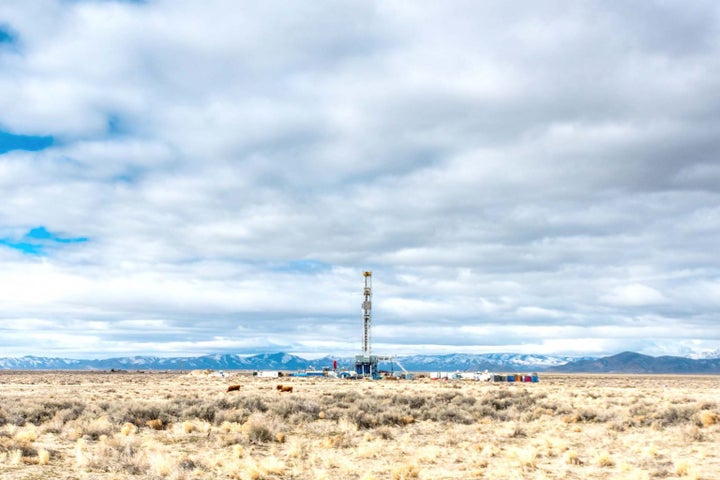 A photo distributed by Fervo Energy shows one of the geothermal energy company's drilling rigs.