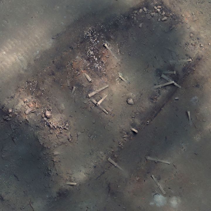 FILE - This undated image made from a mosaic of photos taken by an autonomous underwater vehicle, released by the Colombian Institute of Anthropology and History, shows the remains of the Spanish galleon San Jose, that went down off the Colombian Caribbean coast as it was trying to outrun a fleet of British warships on June 8, 1708. The Colombian government said Dec. 21, 2023 it will try to raise objects from the shipwreck, which is believed to contain a cargo worth billions of dollars. (Colombian Institute of Anthropology and History via AP, File)