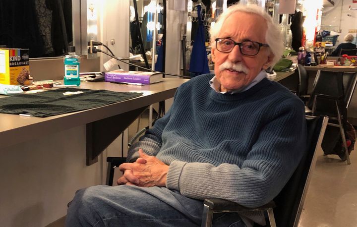 This 2019 photo shows actor Mike Nussbaum, appearing in Hamlet at Chicago Shakespeare at age 95. Nussbaum, reputed as the oldest professional actor in America with a prolific stage career and roles in films including “Field of Dreams” and “Men in Black,” died at his Chicago home on Saturday, Dec. 23, 2023, at age 99, just days before his 100th birthday. (Neil Steinberg/Chicago Sun-Times via AP)