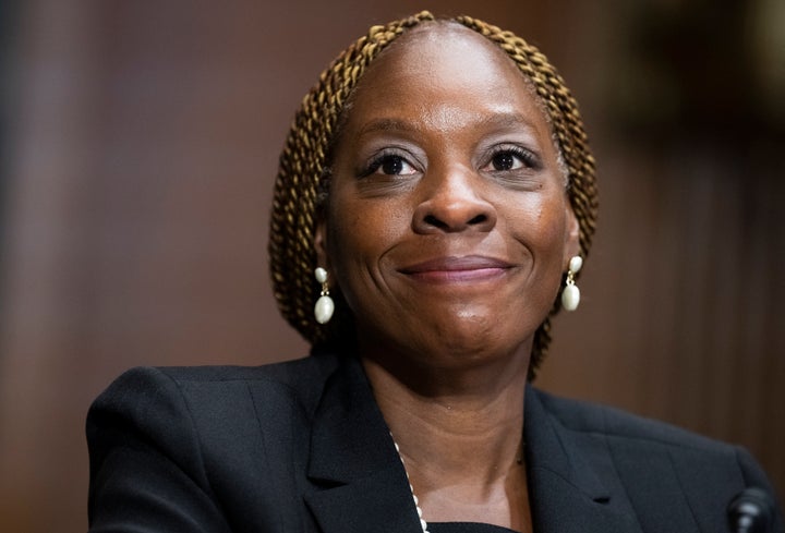 Nancy Abudu testifies during her Senate Judiciary Committee confirmation hearing in Washington on April 27, 2022.