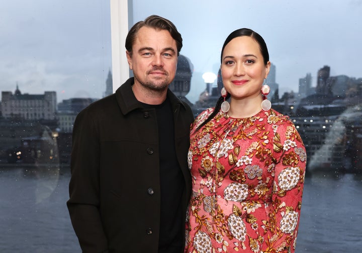 Lily Gladstone (right) said that her favorite Leonardo DiCaprio film as a child was "The Man in the Iron Mask."