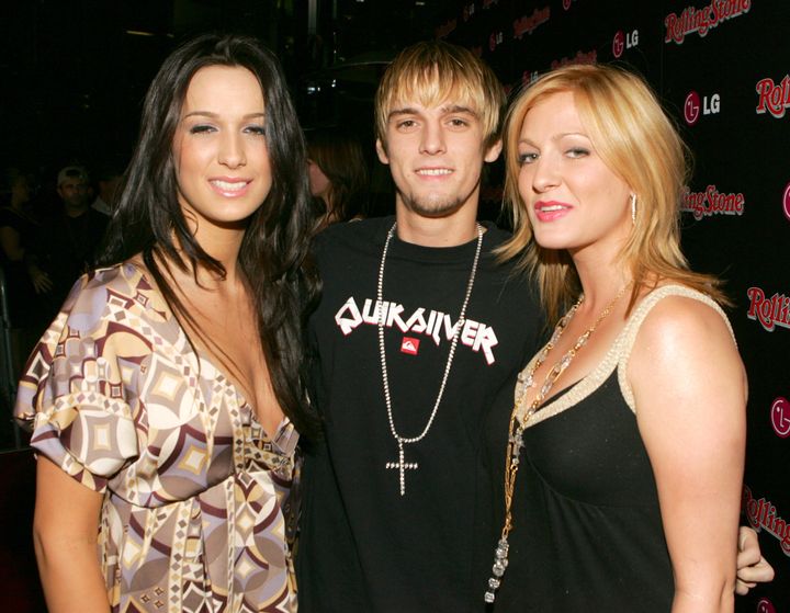 From left to right: Angel Carter Conrad, Aaron Carter and Bobbie Jean Carter are pictured in 2006.