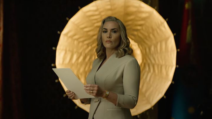Kate Winslet in The Regime... although yes, it does look like she's guest hosting Drag Race UK, doesn't it?