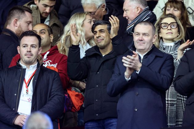 Rishi Sunak watched his team Southampton take on Plymouth Argyle.