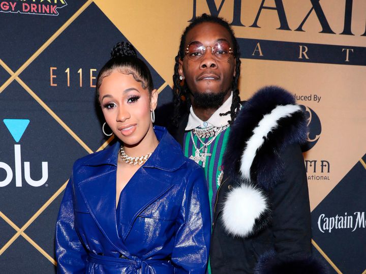 Cardi B and Offset arrive at a Super Bowl party on Feb. 3, 2018, in Minneapolis. 
