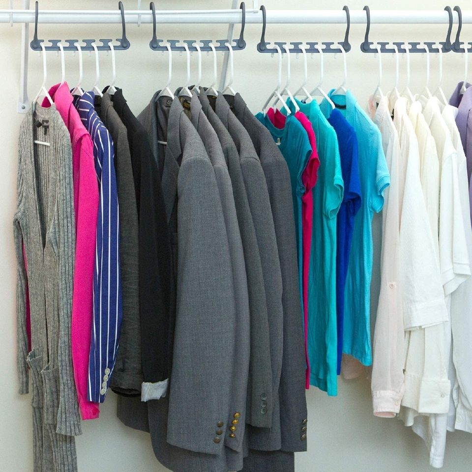 A set of hangers designed to take advantage of all that unused vertical space in your closet