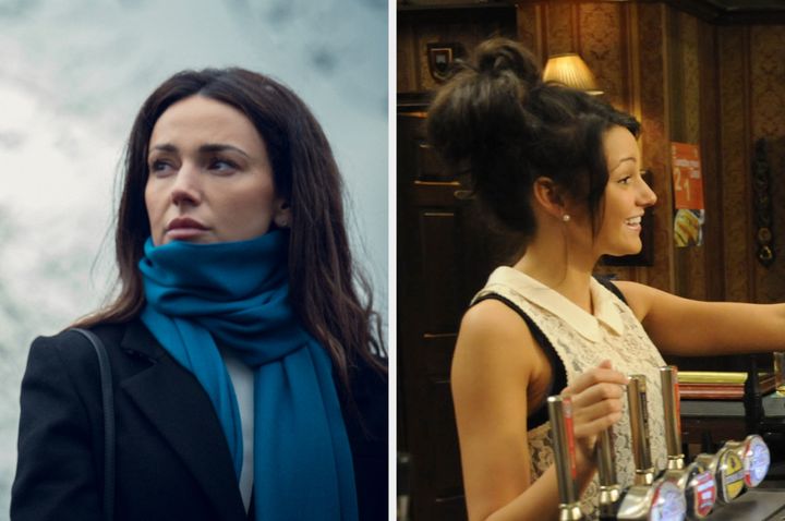 Michelle Keegan in Fool Me Once (left) and Coronation Street (right)