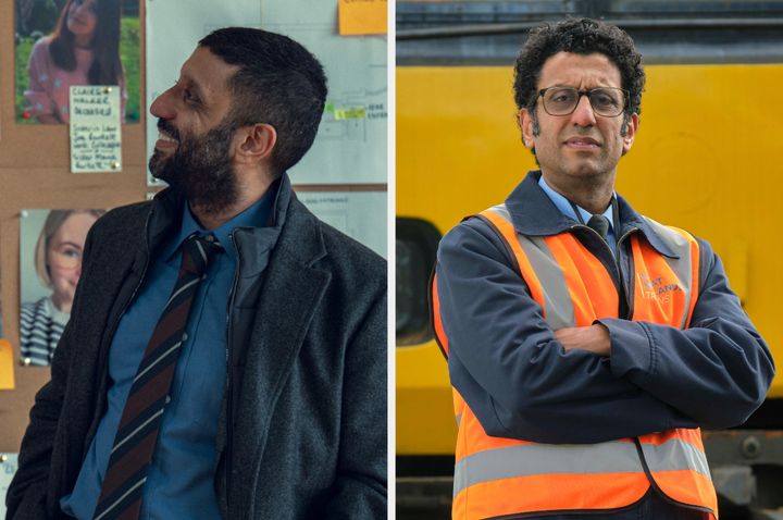 Adeel Akhtar in Fool Me Once (left) and Sherwood (right)