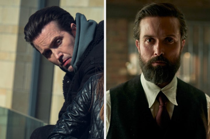 Emmett J Scanlan in Fool Me Once (left) and Peaky Blinders (right)