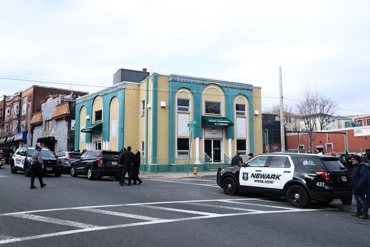 NEWARK, NEW JERSEY - JANUARY 3: Police take security measures after after Imam Hassan Sharif was shot early Wednesday morning outside of a mosque in Newark, New Jersey, United States on January 3, 2024. The shooting took place at 6:16 a.m. (1116 GMT) outside of the Masjid Muhammed-Newark. (Photo by Lokman Vural Elibol/Anadolu via Getty Images)