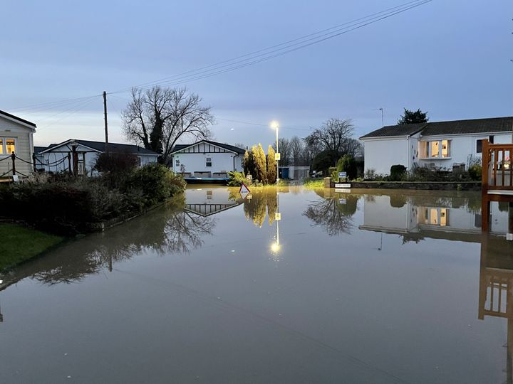 Floodwater surrounds houses in Summer Way, Radcliffe-on-Trent, Nottinghamshire, after a major incident was declared in the county on Thursday due to flooding from the River Trent caused by Storm Henk.